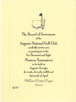 2008 Masters Tournament Participant Invitation 